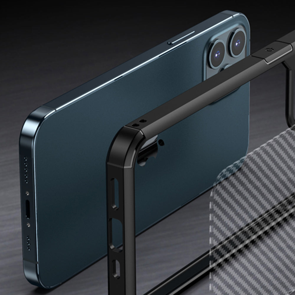 Hoesje voor Apple iPhone 12 / 12 Pro, Techsuit, CarbonFuse, Zwart