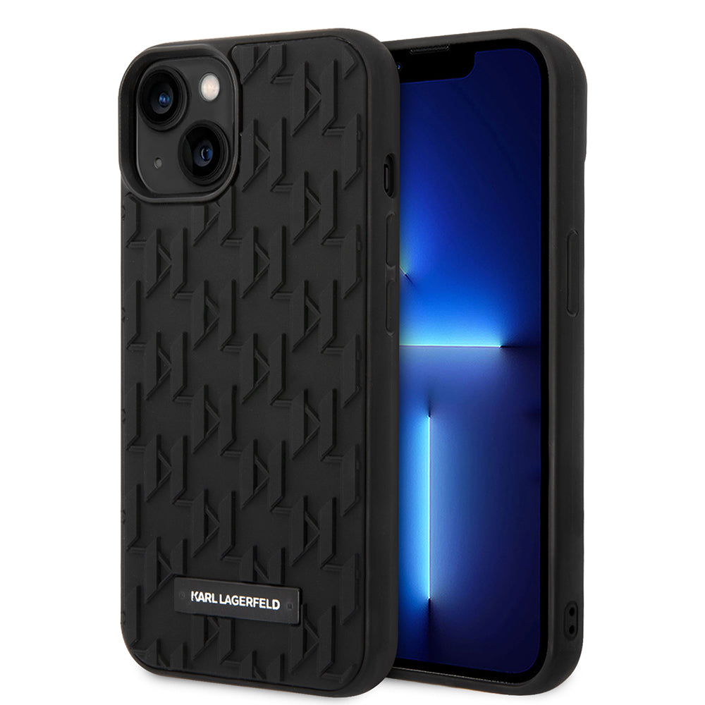 Hoes voor Apple iPhone 14 Plus, Karl Lagerfeld, 3D Monogram, Zwart