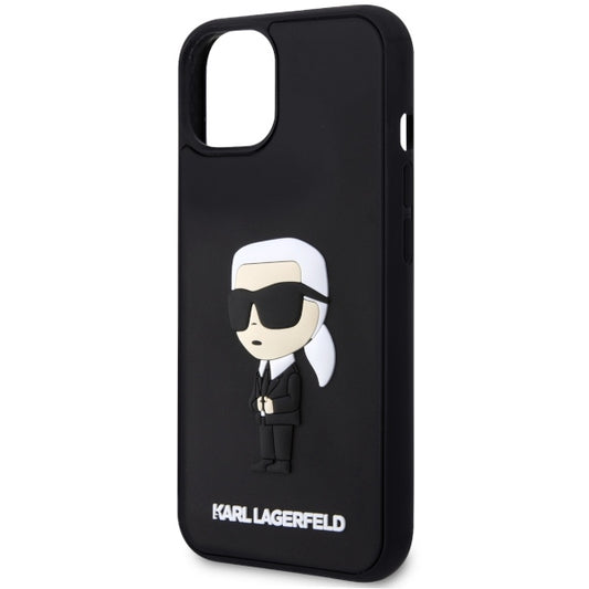 Hoes voor Apple iPhone 14 Plus, Karl Lagerfeld, 3D Rubber Ikonik Karl, Zwart