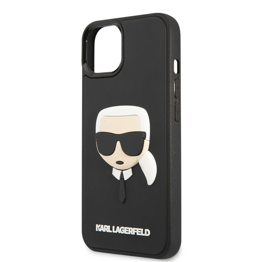 Hoes voor Apple iPhone 14 Plus, Karl Lagerfeld, 3D Rubber Karl's Head, Zwart