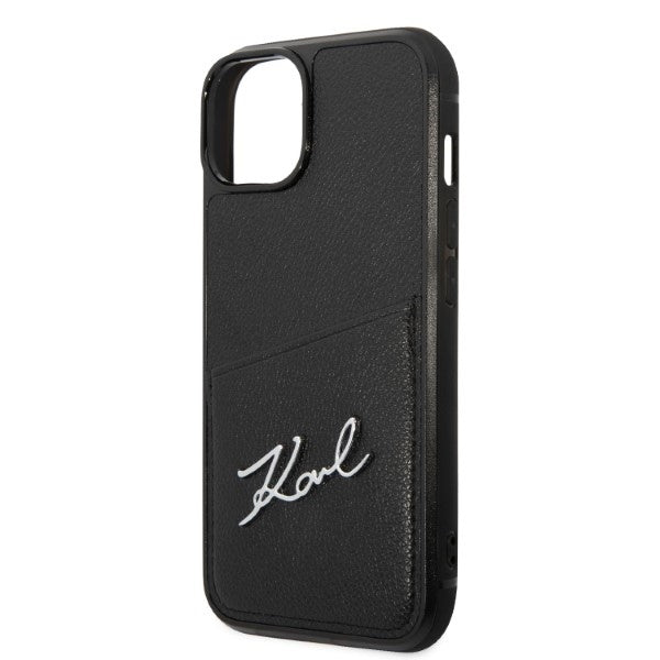 Hoes voor Apple iPhone 14 Plus, Karl Lagerfeld, Cardslots Signature Logo, Zwart