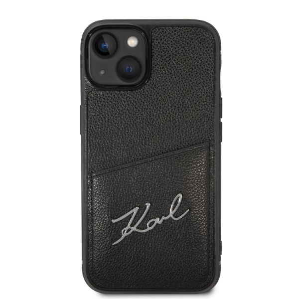 Hoes voor Apple iPhone 14 Plus, Karl Lagerfeld, Cardslots Signature Logo, Zwart