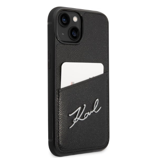 Hoes voor Apple iPhone 14 Plus, Karl Lagerfeld, Cardslots Signature Logo, Zwart