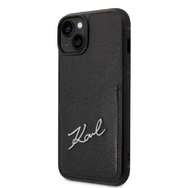 Hoes voor Apple iPhone 14 Plus, Karl Lagerfeld, Cardslots Signature Logo, Zwart