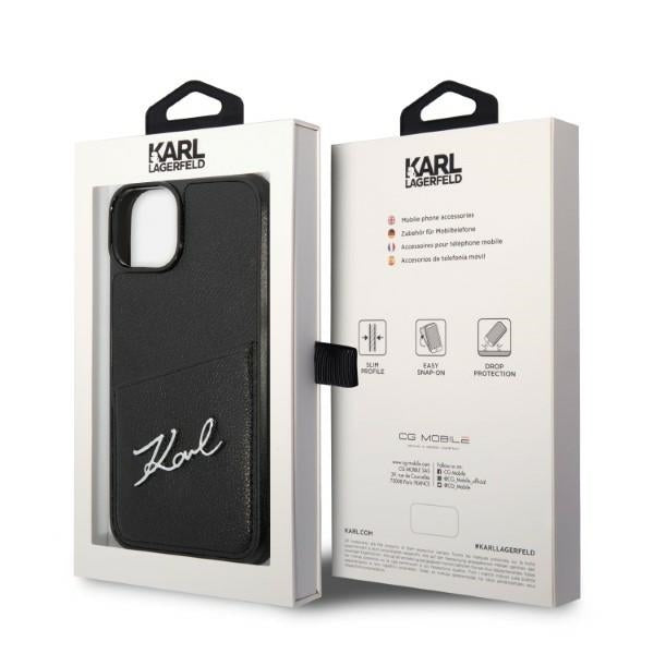 Hoes voor Apple iPhone 14 Plus, Karl Lagerfeld, Cardslots Signature Logo, Zwart
