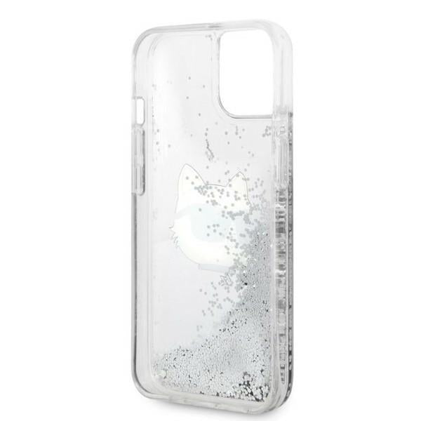 Hoes voor Apple iPhone 14 Plus, Karl Lagerfeld, Glitter Choupette's Head, Zilverkleurig