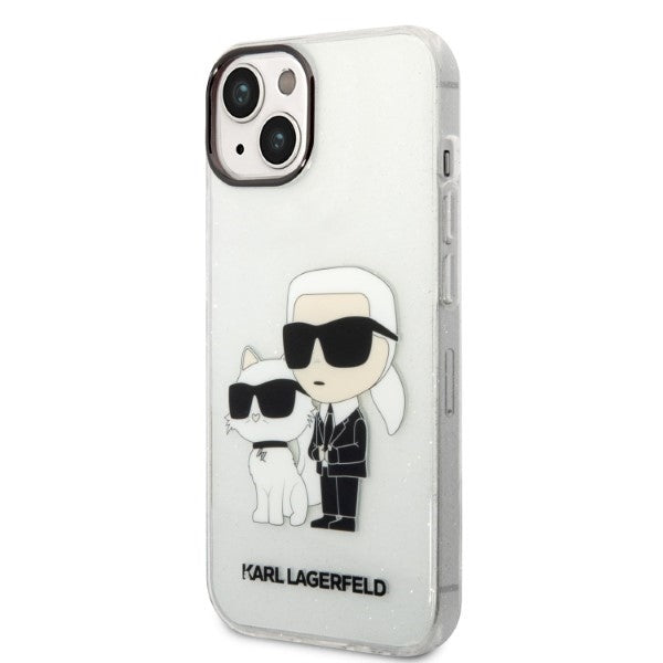 Hoes voor Apple iPhone 14 Plus, Karl Lagerfeld, Glitter Karl & Choupette, Transparant