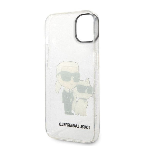 Hoes voor Apple iPhone 14 Plus, Karl Lagerfeld, Glitter Karl & Choupette, Transparant