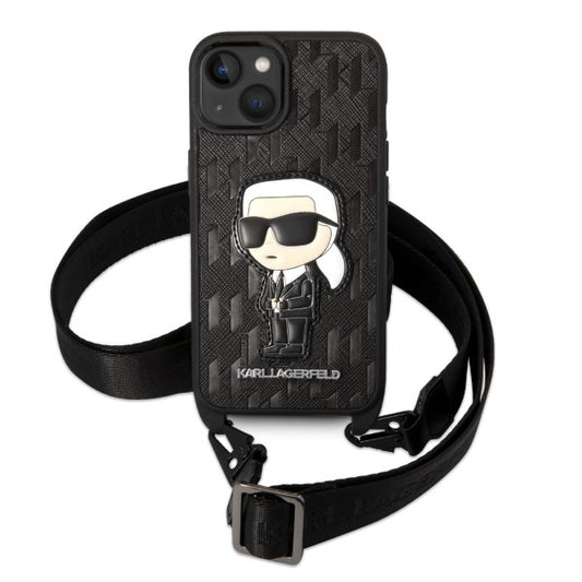 Hoes voor Apple iPhone 14 Plus, Karl Lagerfeld, Monogram Ikonik Karl, Wit