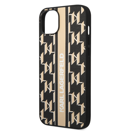 Hoes voor Apple iPhone 14 Plus, Karl Lagerfeld, Monogram Stripe, Bruin