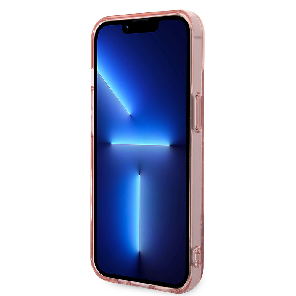 Hoes voor Apple iPhone 14 Plus, Karl Lagerfeld, Monogram Stripe, Roze