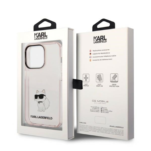 Hoes voor Apple iPhone 14 Pro, Karl Lagerfeld, Ikonik Choupette, Roze