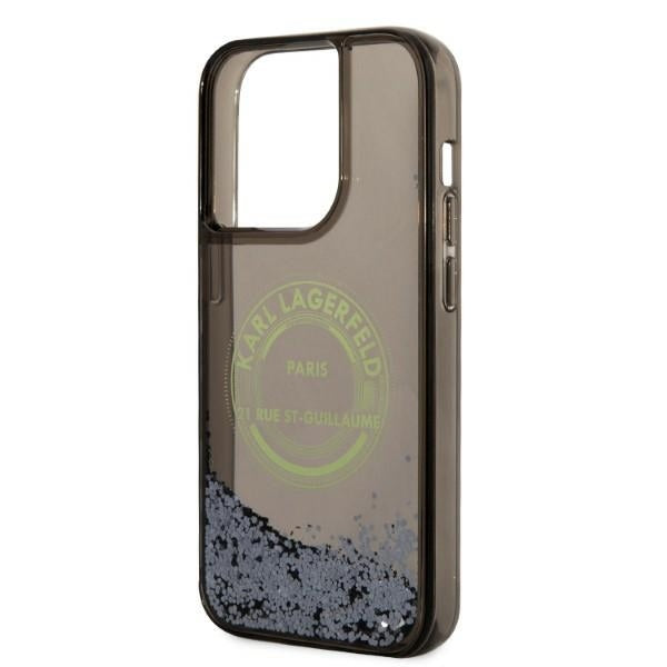Hoes voor Apple iPhone 14 Pro, Karl Lagerfeld, Liquid Glitter RSG, Zwart