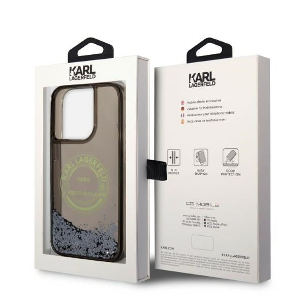 Hoes voor Apple iPhone 14 Pro, Karl Lagerfeld, Liquid Glitter RSG, Zwart