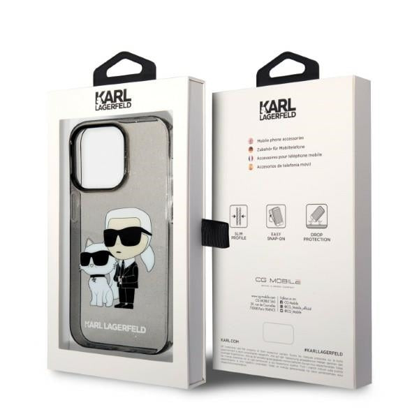 Case for Apple iPhone 14 Pro Max, Karl Lagerfeld, Glitter Karl & Choupette, Black