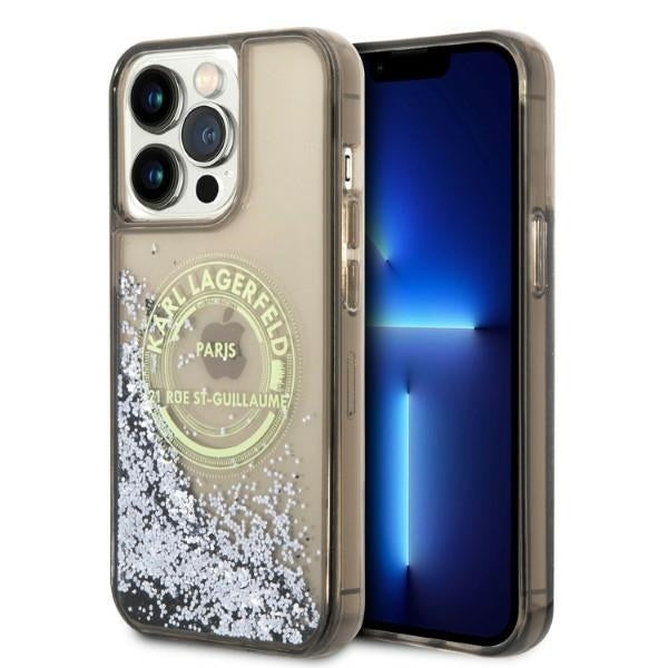 Case for Apple iPhone 14 Pro Max, Karl Lagerfeld, Liquid Glitter RSG, Black