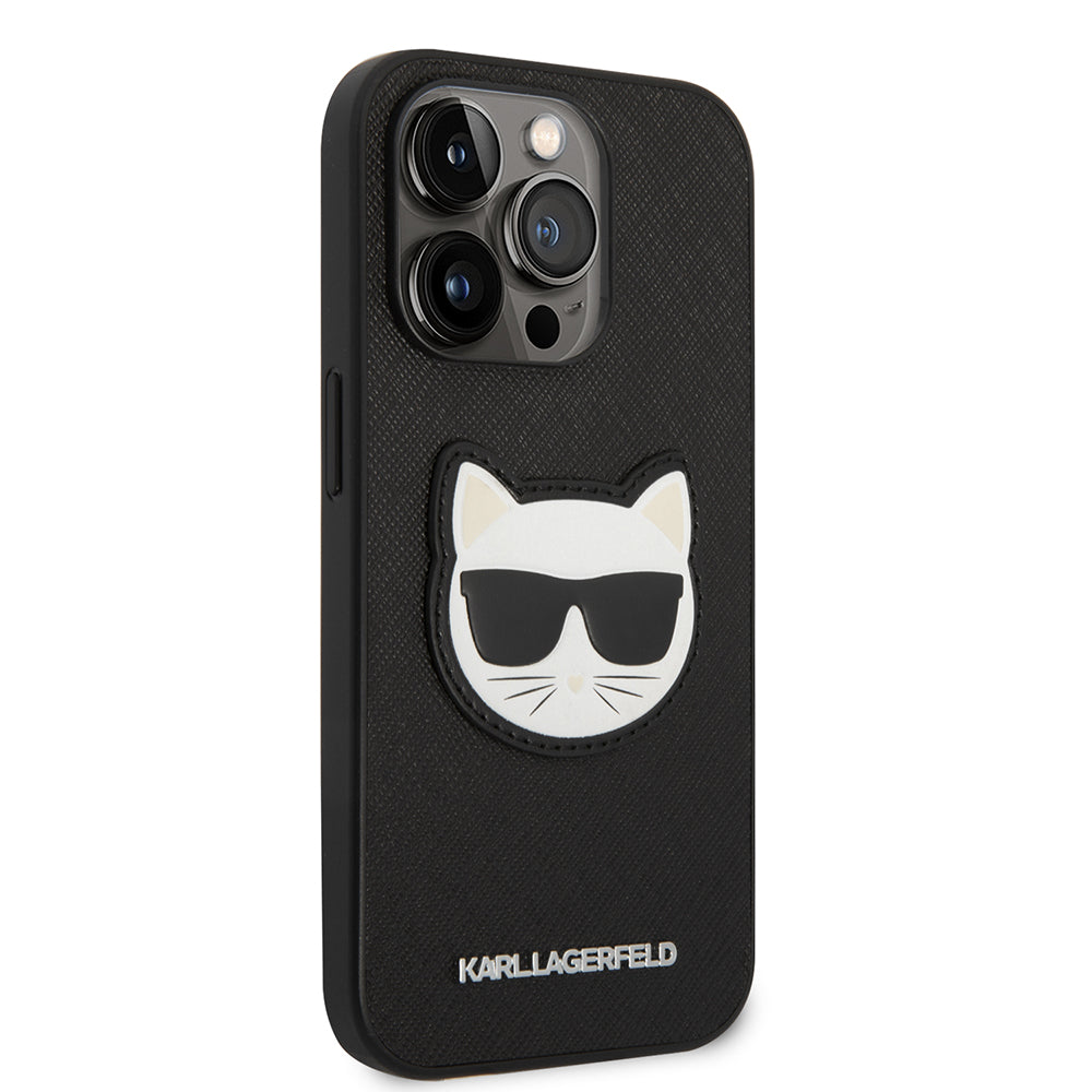 Hoes voor Apple iPhone 14 Pro Max, Karl Lagerfeld, Saffiano Choupette's Head, Zwart