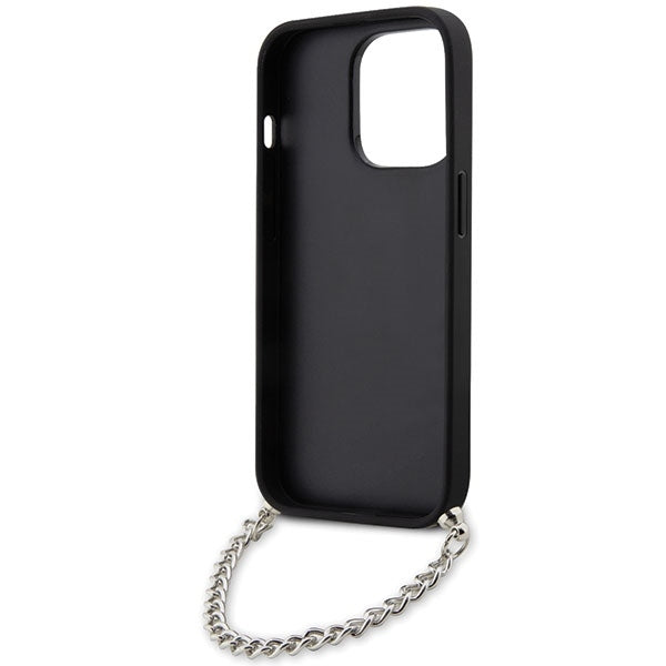 Case for Apple iPhone 14 Pro Max, Karl Lagerfeld, Saffiano Monogram Chain, Silver