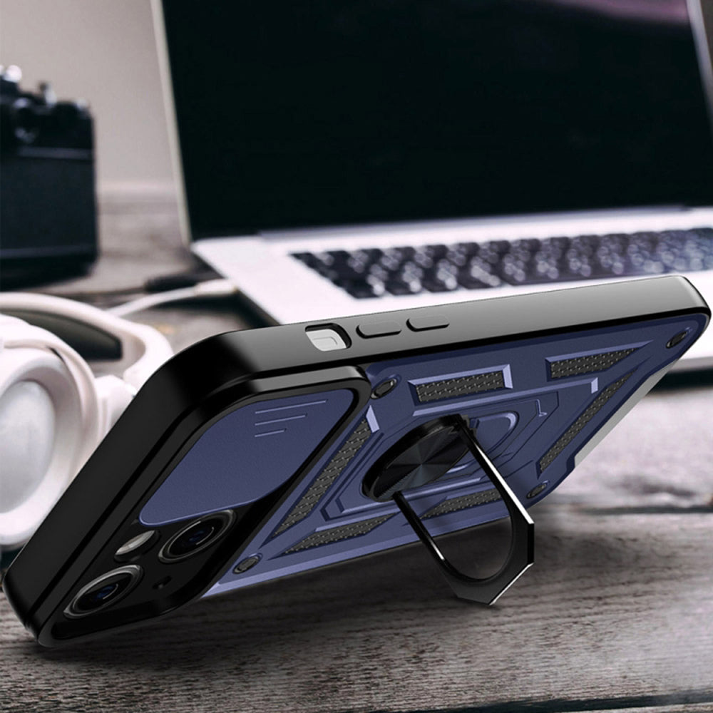 Hoes voor Apple iPhone 14, Techsuit, CamShield, Blauw
