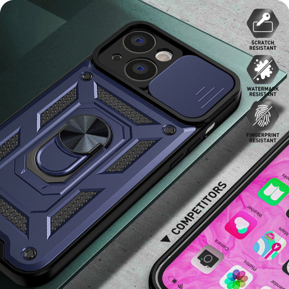 Hoes voor Apple iPhone 14, Techsuit, CamShield, Blauw