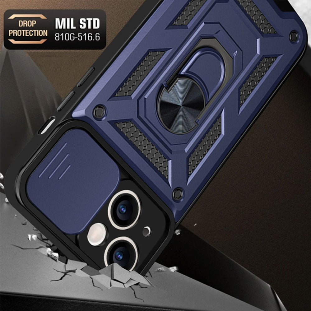 Hoes voor Apple iPhone 14, Techsuit, CamShield, Blauw