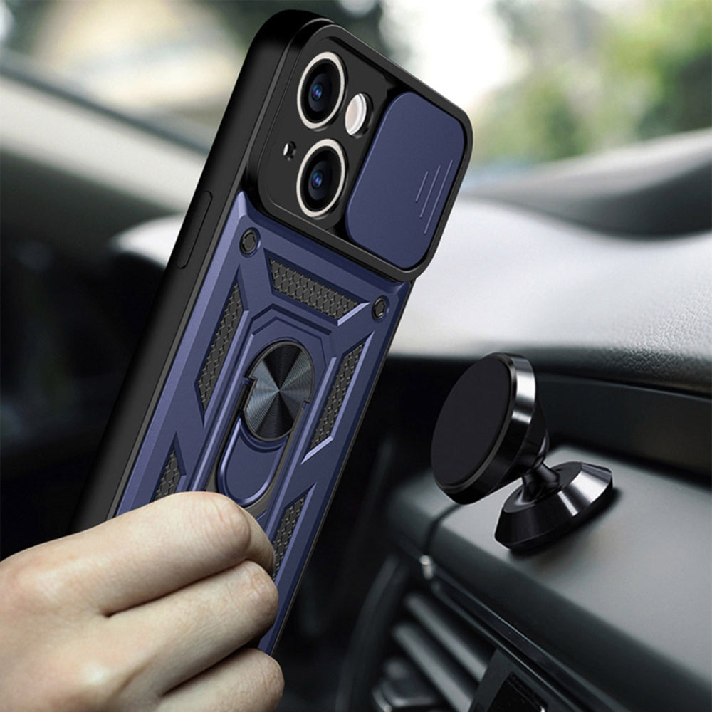 Hoes voor Apple iPhone 14, Techsuit, CamShield, Blauw
