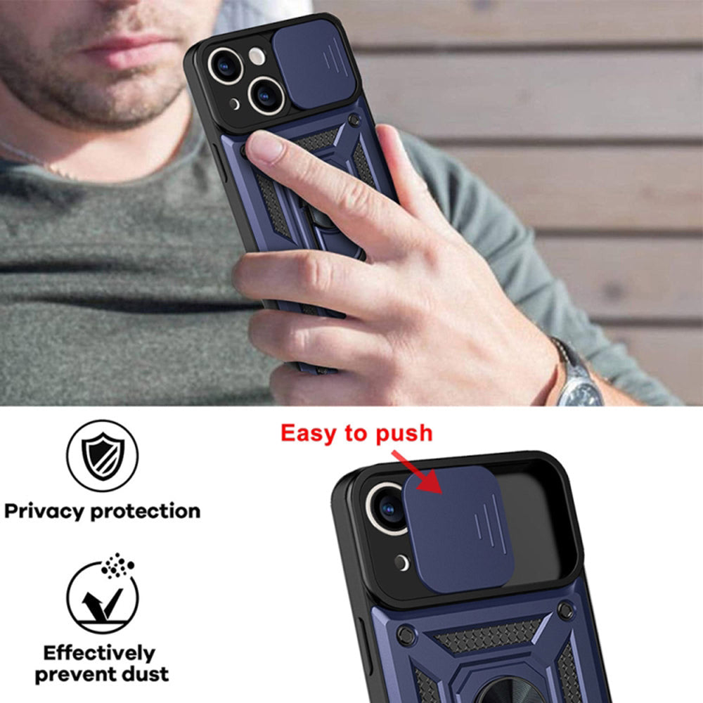 Hoes voor Apple iPhone 14, Techsuit, CamShield, Blauw
