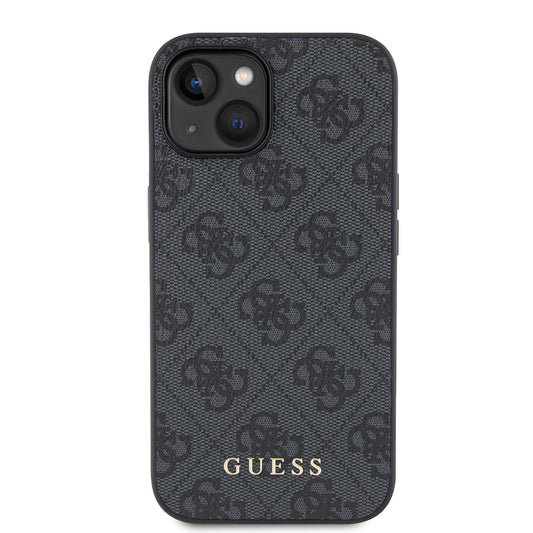 Hoes voor Apple iPhone 15, Guess, 4G Metal Gold Logo, Gri
