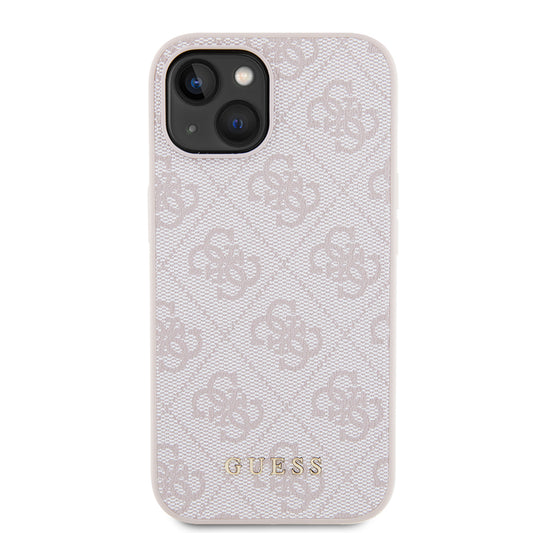 Hoes voor Apple iPhone 15, Guess, 4G Metal Gold Logo, Roze