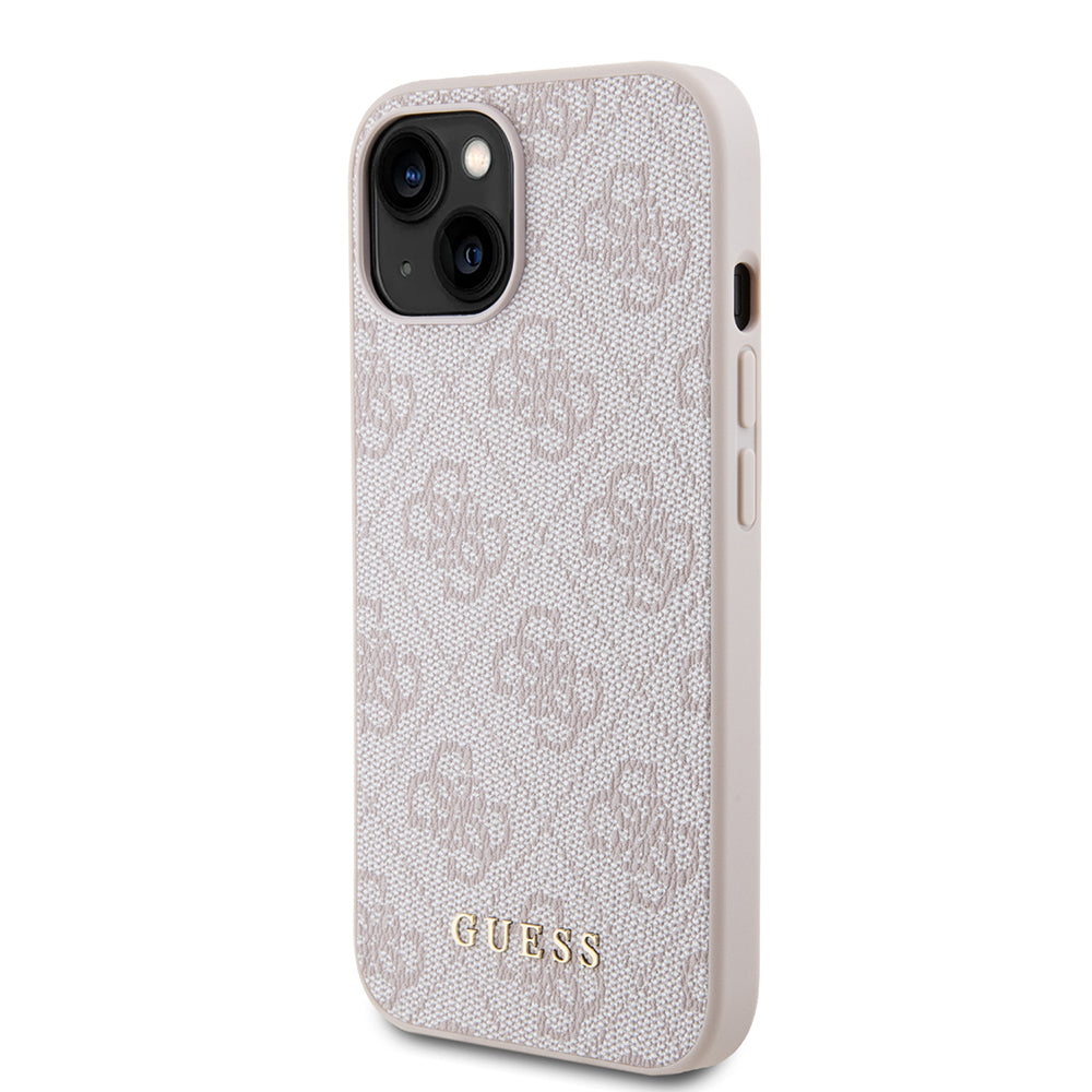 Hoes voor Apple iPhone 15, Guess, 4G Metal Gold Logo, Roze
