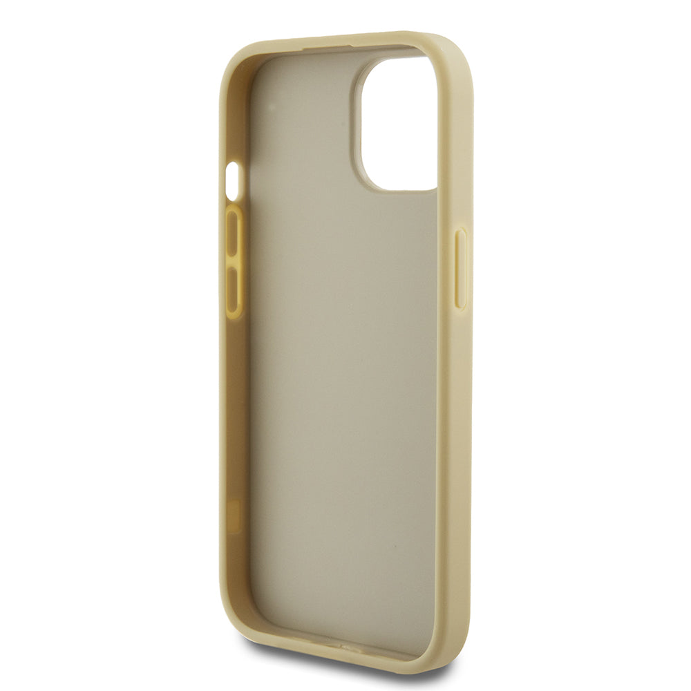 Hoes voor Apple iPhone 15, Guess, Glitter Big 4G Script, Goud