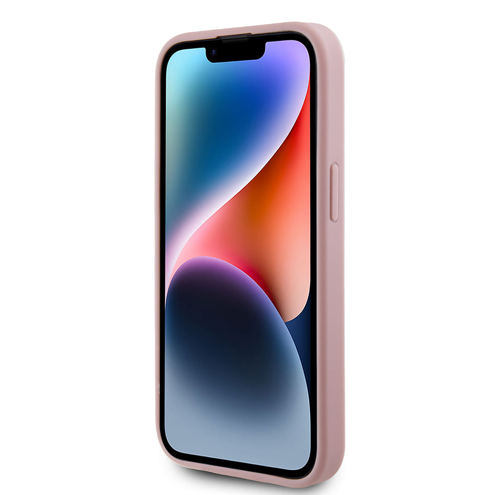 Hoes voor Apple iPhone 15, Guess, Glitter Big 4G Script, Roze