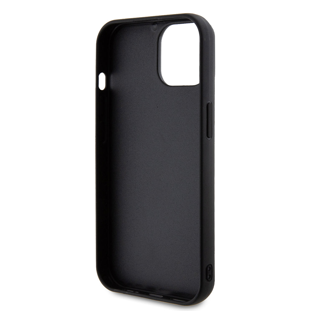 Hoes voor Apple iPhone 15, Guess, Quilted Metal Logo, Zwart