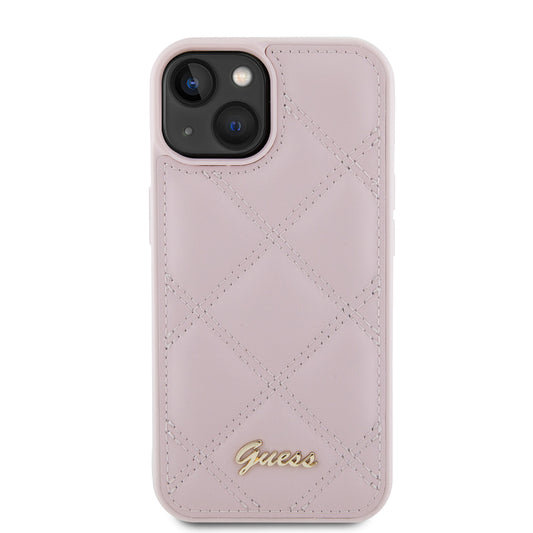 Hoes voor Apple iPhone 15, Guess, Quilted Metal Logo, Roze