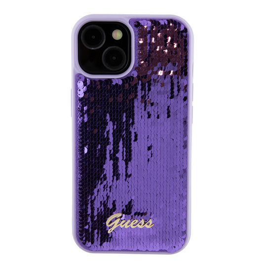 Hoes voor Apple iPhone 15, Guess, Sequin Script Metal, Paars