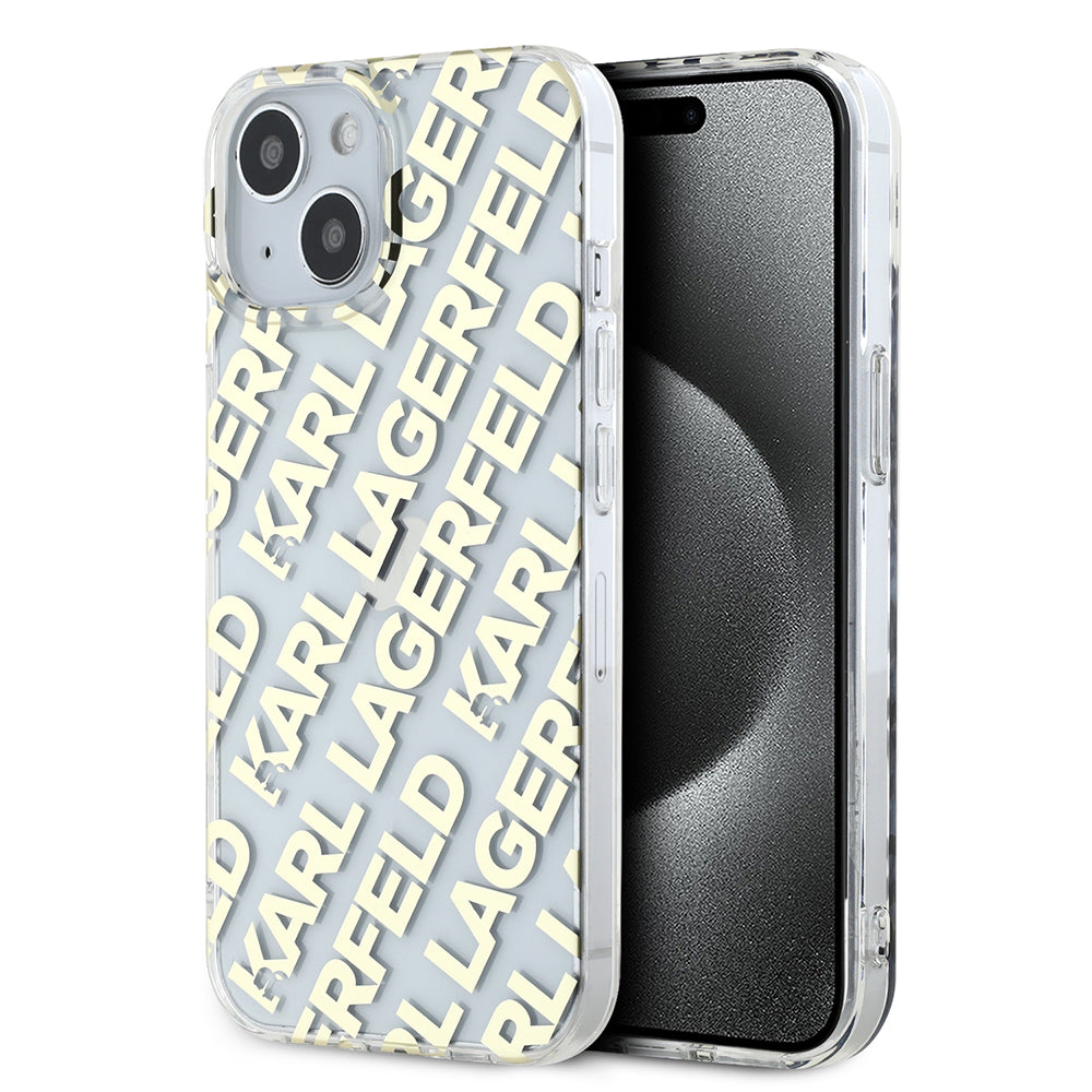 Hoes voor Apple iPhone 15, Karl Lagerfeld, IML Luxury Gold Fullover Logo, Goud