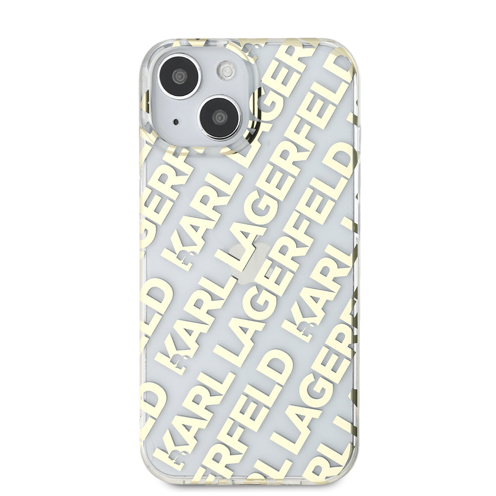 Hoes voor Apple iPhone 15, Karl Lagerfeld, IML Luxury Gold Fullover Logo, Goud