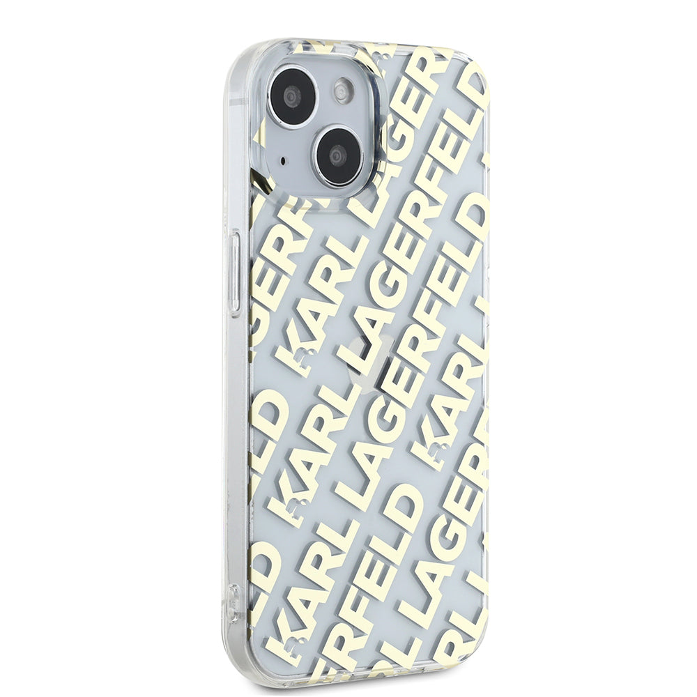 Hoes voor Apple iPhone 15, Karl Lagerfeld, IML Luxury Gold Fullover Logo, Goud