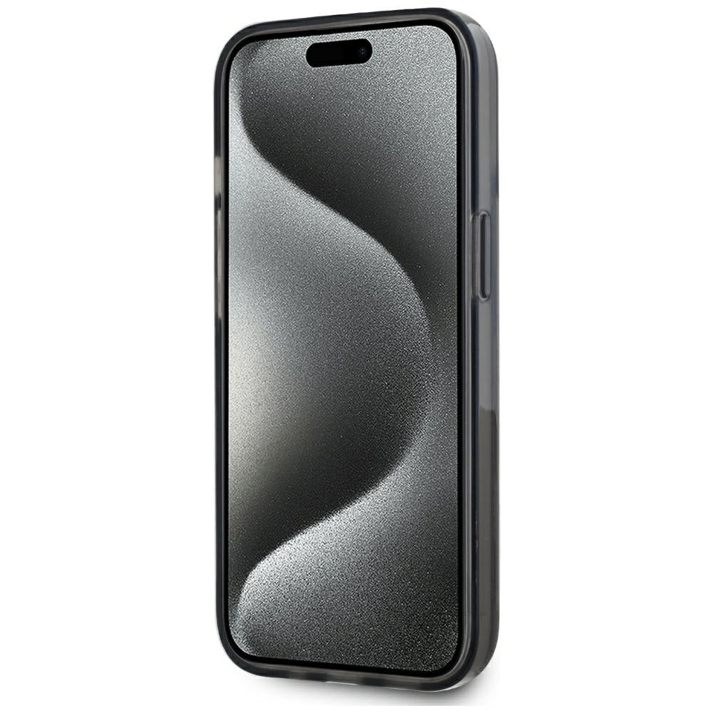 Hoes voor Apple iPhone 15, Karl Lagerfeld, Liquid Glitter Monogram, Zwart