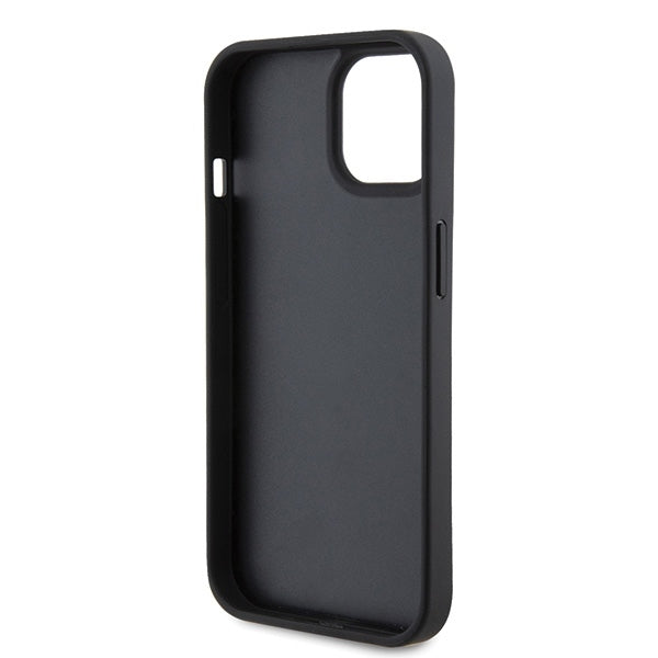 Hoes voor Apple iPhone 15, Karl Lagerfeld, Monogram Hot Stamp Metal Logo, Zwart