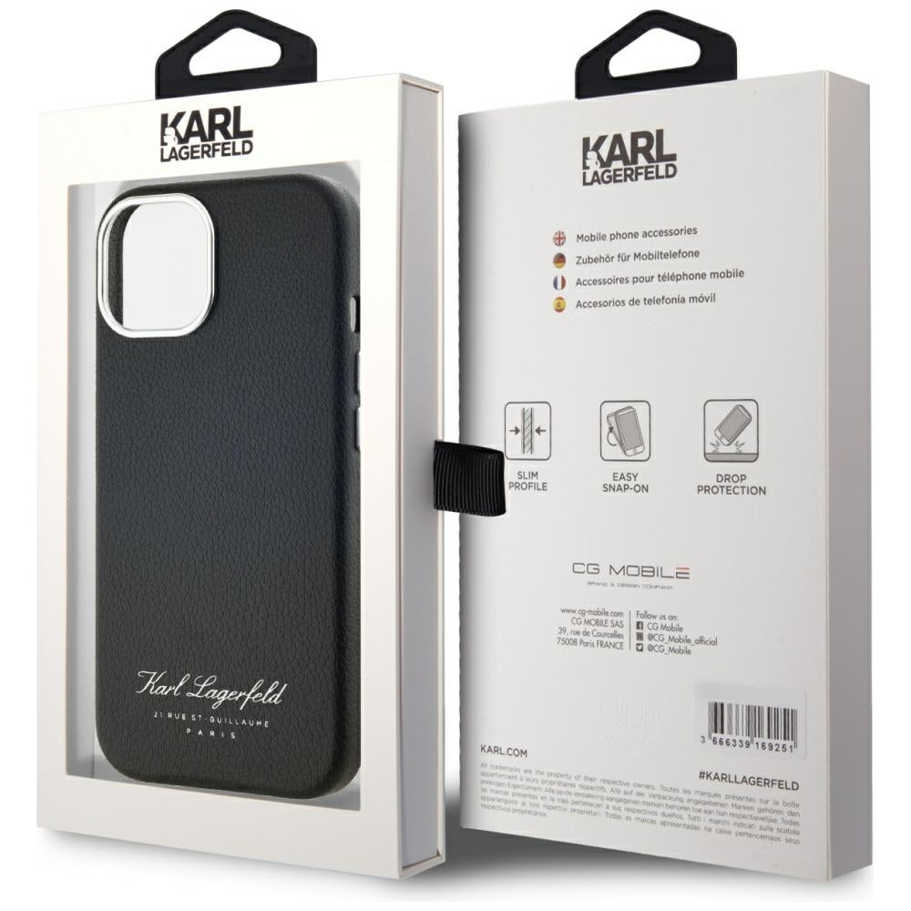 Hoes voor Apple iPhone 15, Karl Lagerfeld, RSG, Zwart