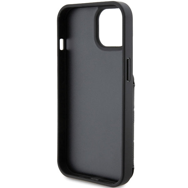 Hoes voor Apple iPhone 15, Karl Lagerfeld, Saffiano Cardslots en Stand Monogram Choupette, Zwart