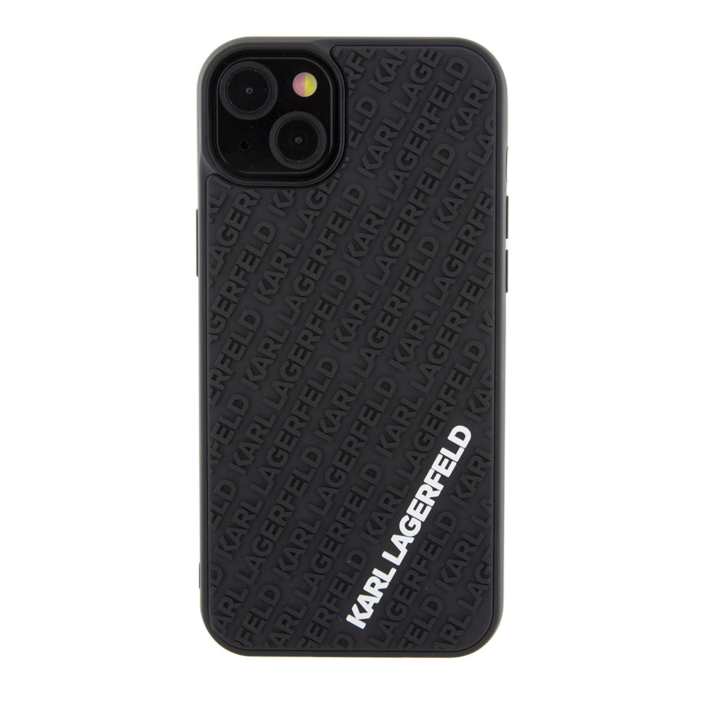 Hoes voor Apple iPhone 15 Plus, Karl Lagerfeld, 3D Rubber Multi Logo, Zwart