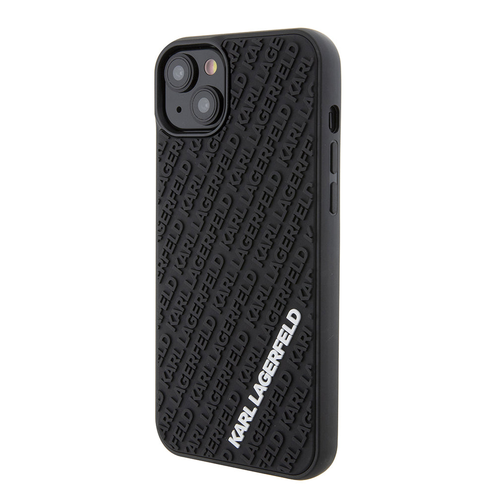 Hoes voor Apple iPhone 15 Plus, Karl Lagerfeld, 3D Rubber Multi Logo, Zwart