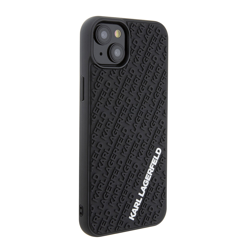 Hoes voor Apple iPhone 15 Plus, Karl Lagerfeld, 3D Rubber Multi Logo, Zwart