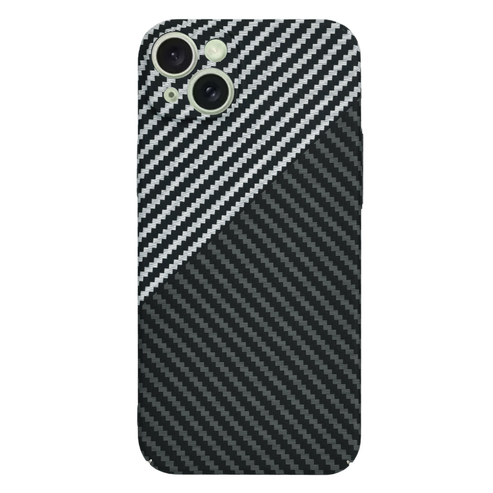 Hoes voor Apple iPhone 15 Plus, Techsuit, Carbonite FiberShell, Zwart Grijs