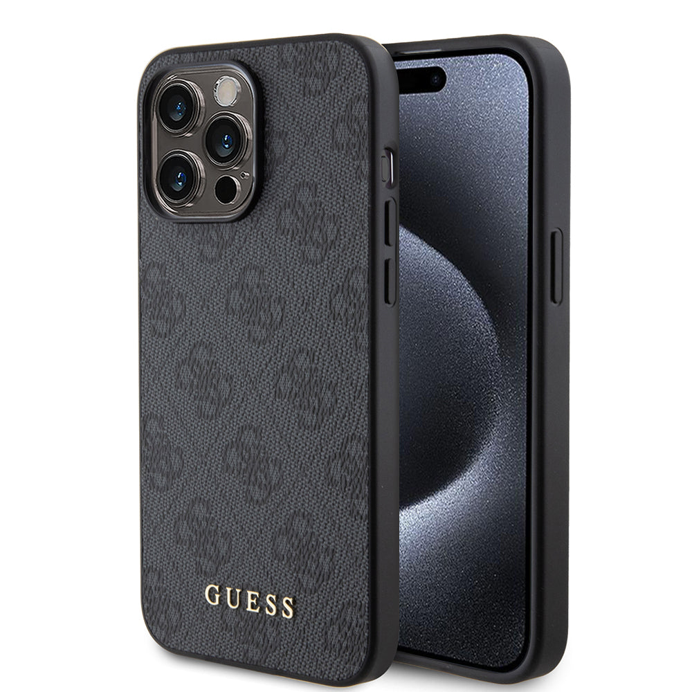 Hoes voor Apple iPhone 15 Pro, Guess, 4G Metal Gold Logo, Gri