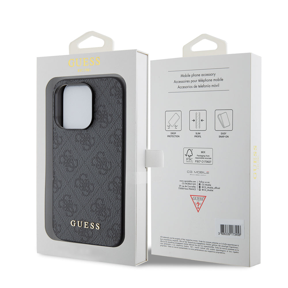 Hoes voor Apple iPhone 15 Pro, Guess, 4G Metal Gold Logo, Gri