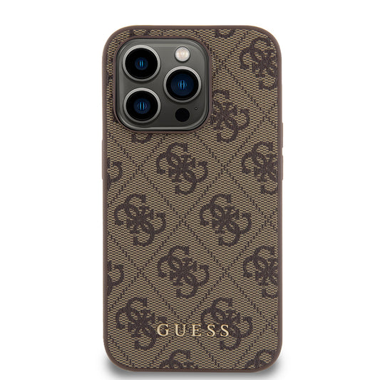 Hoes voor Apple iPhone 15 Pro, Guess, 4G Metal Gold Logo, Bruin