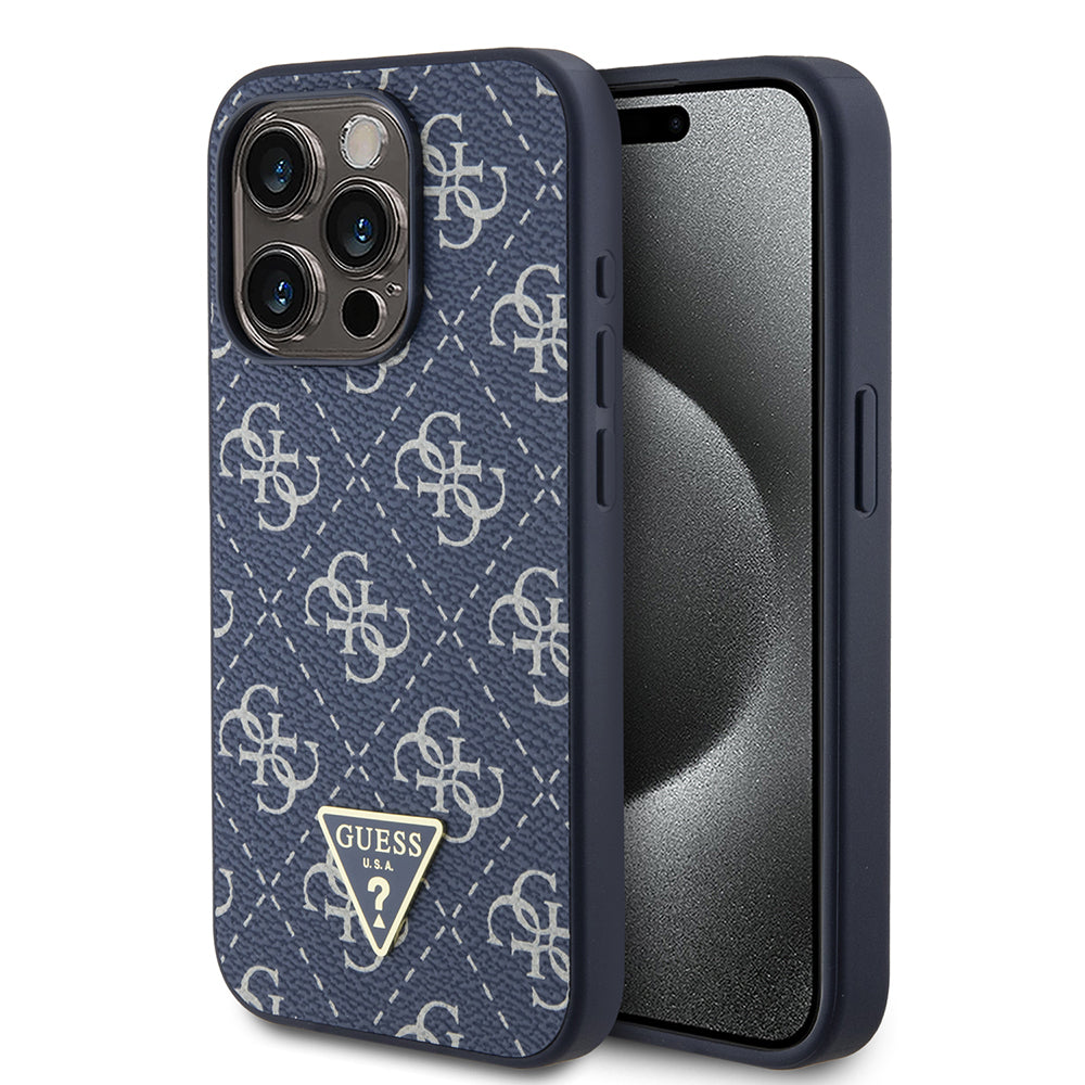 Hoes voor Apple iPhone 15 Pro, Guess, 4G Triangle Logo, Blauw